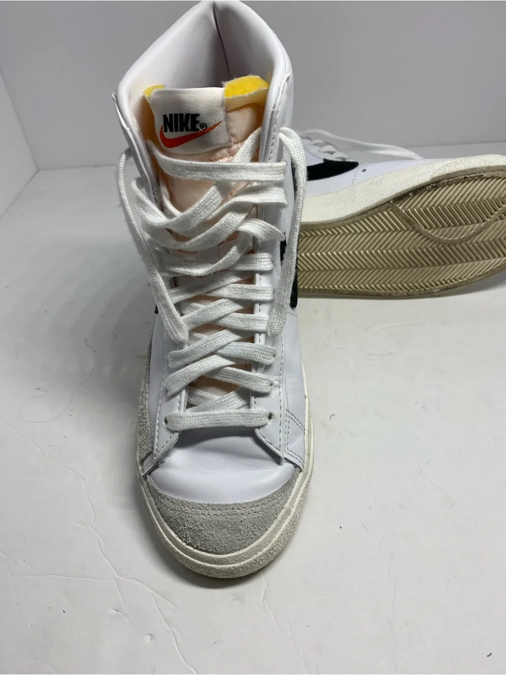 Nike White & Orange Men’s High-Top Sneakers